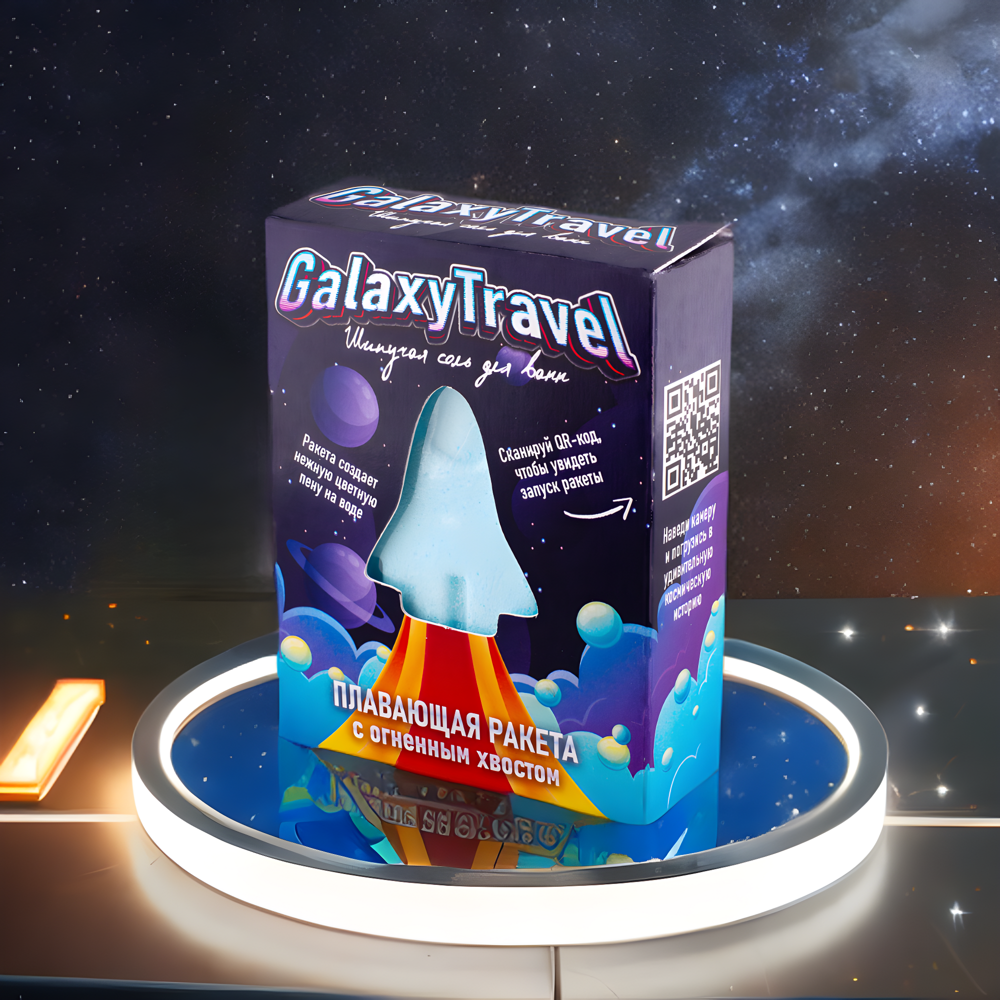 Бомбочка для ванны с пеной и цветными вставками Плавающая ракета "Galaxy Travel" 130 гр Лаборатория катрин