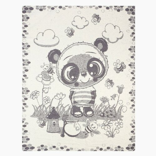 Одеяло байковое Панда 100х140см, цвет серый 400г/м хлопок100%