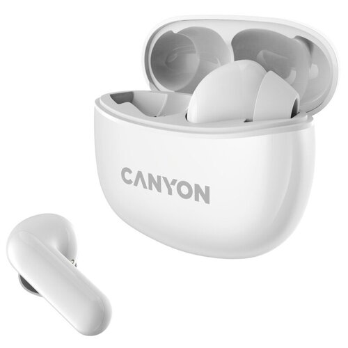 Наушники Canyon CNS-TWS5W беспроводные, вкладыши, с микрофоном, TWS, Bluetooth, белый наушники canyon tws 8 black cns tws8b