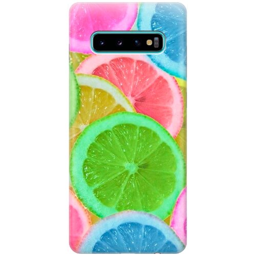 фото Силиконовый чехол на samsung galaxy s10+ / самсунг с10 плюс с принтом "разноцветные лимоны" gosso