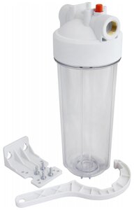 FPC-10SL-12 <b>Корпус</b> магистрального <b>фильтра</b> 10SL 1/2", прозрачный, 42 бар, ХВС <span>дюйм: 1/2Max давление, °с: 2-35Габариты без упаковки, мм: 120х120х315Вес нетто</span>