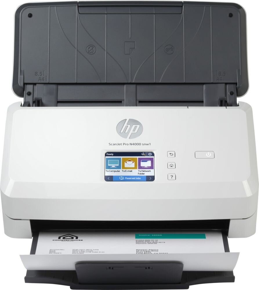 HP Сканер протяжный HP ScanJet Pro N4000 snw1 (6FW08A) A4 белый/черный 6FW08A