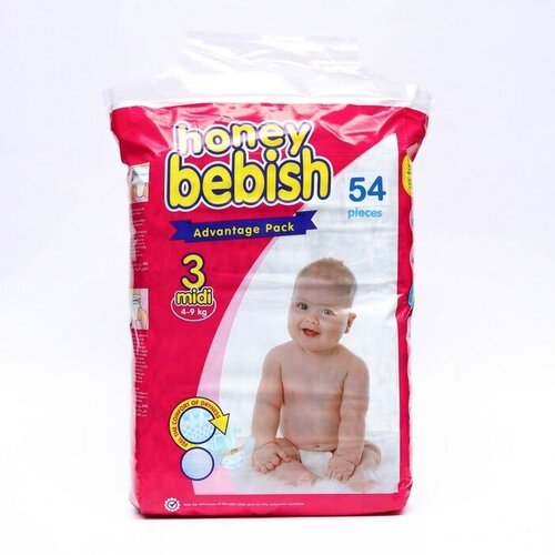 Frau Liebe Подгузники детские Bebish 3 Midi (4 - 9 kg), 54 шт