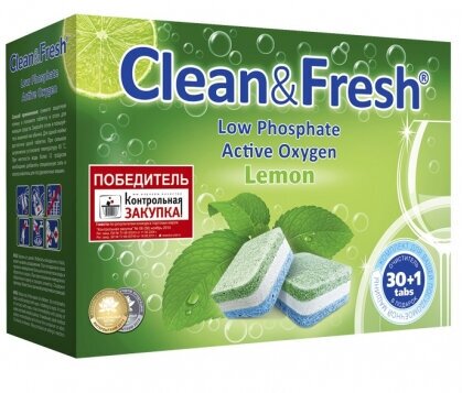 Таблетки для посудомоечных машин Clean & Fresh CLEAN&FRESH All in 1, 30 шт