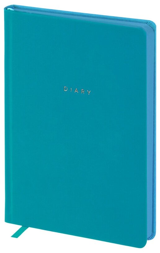 Ежедневник недатир. A5, 136л., кожзам, OfficeSpace "Grace", бирюзовый, цветной срез