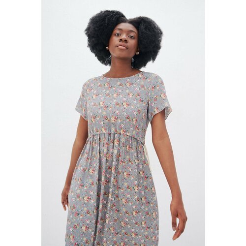 фото Платье уста к устам с кулиской в цветочек короткий рукав l(48)