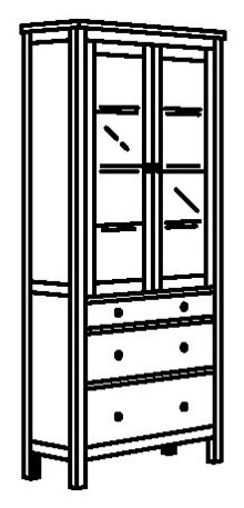 HEMNES хемнэс шкаф-витрина с 3 ящиками 90x197 см черно-коричневый - фотография № 3