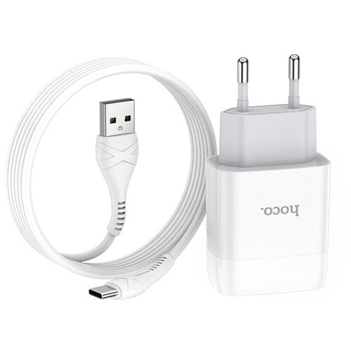 Сетевое зарядное устройство Hoco C72A Glorious + кабель USB Type-C, Global, белый сетевое зарядное устройство hoco c72a glorious