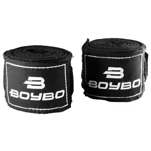 Бинты боксерские BoyBo, длина 2,5 метра, материал хлопок, эластан, цвет черный бинты boybo хлопок эластан белый 3 5 метра