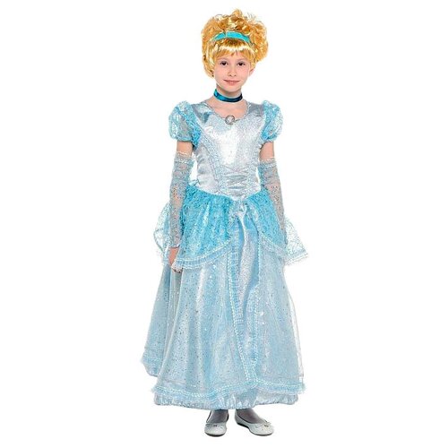детский фантазийный костюм для макияжа платье золушки платье для девочек костюм золушки вечернее вечерние принцессы для маленьких девоч Костюм Батик, размер 140, голубой