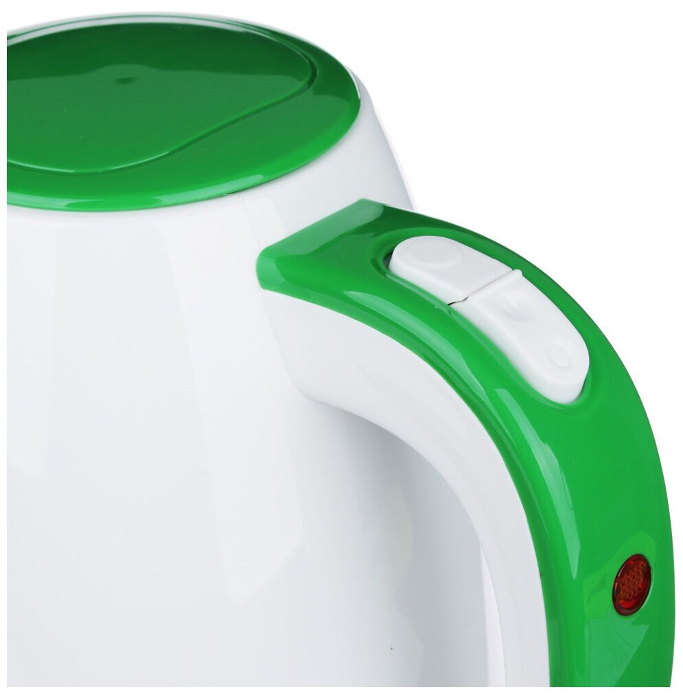 Чайник электрический 1,7л, 2200Вт, пластик, белый с зеленым, с рисунком - фотография № 2
