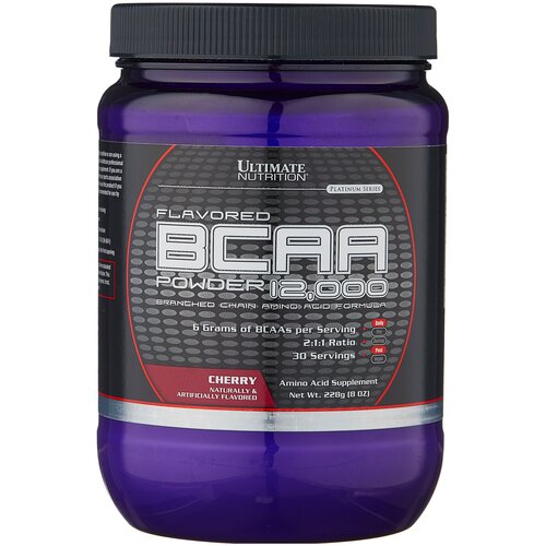 BCAA Ultimate Nutrition BCAA Powder 12000, вишня, 228 гр. аминокислота ultimate nutrition bcaa powder 12000 арбуз 228 гр