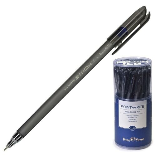 Ручка шариковая неавтоматическая Bruno Visconti Pointwrite Ice синяя (серый корпус, толщина линии 0.38 мм)