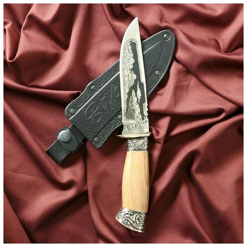 Нож кавказский, туристический Варан с ножнами, гардой, сталь - 40х13, 14.5 см