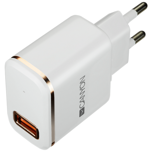 Адаптер питания Canyon Universal 1xUSB AC charger (in wall) with over-voltage protection, plus light