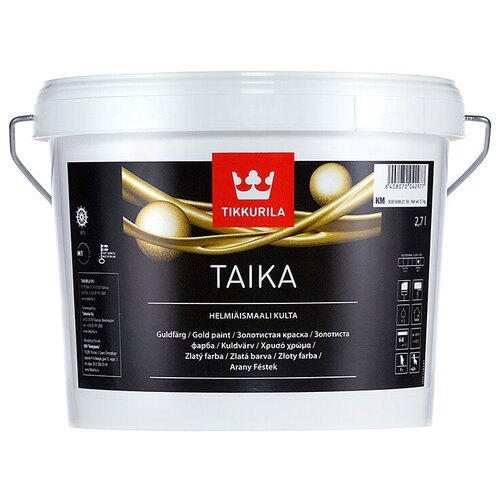 краска акриловая tikkurila luja 40 полуглянцевая бесцветный 9 л 10 8 кг Краска акриловая Tikkurila Taika Helmiäismaali перламутровая полуглянцевая KM gold 2.7 л