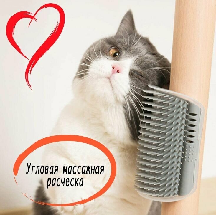 Угловая массажная расческа для кошек с кошачьей мятой - фотография № 1