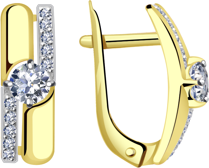 Серьги Diamant online, желтое золото, 585 проба, кристаллы Swarovski