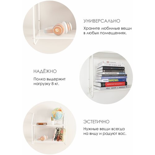 Полка настенная этажерка навесная металлическая Барселона 22 графит 1711₽