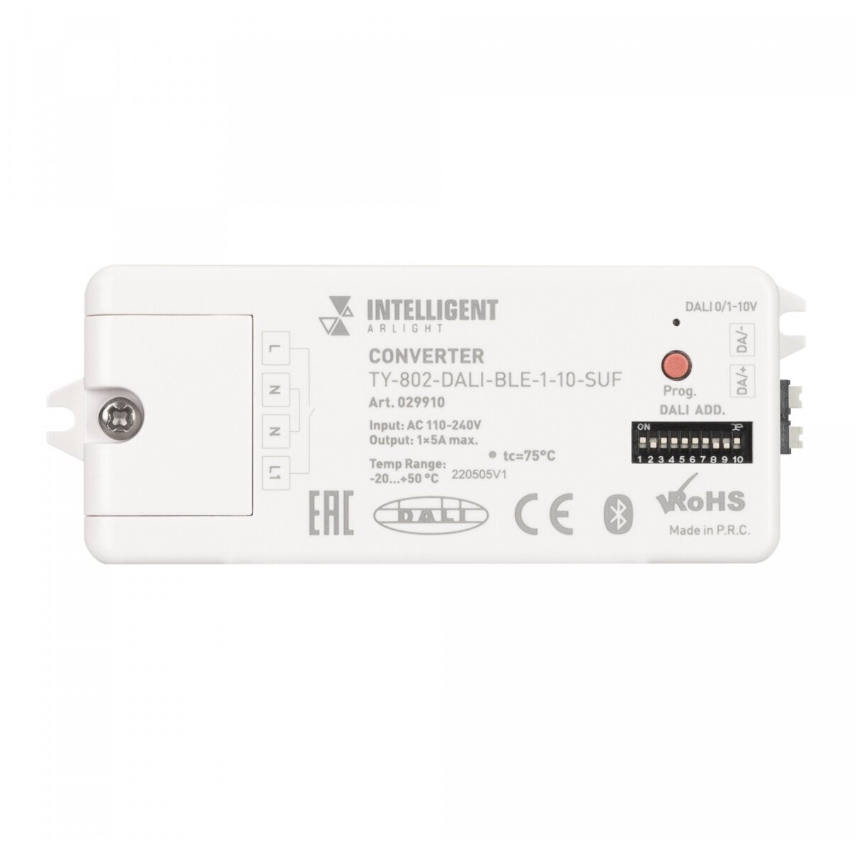 INTELLIGENT ARLIGHT Конвертер TY-802-DALI-BLE-1-10-SUF (230V, 10A, DALI, 0-10V) (IARL, IP20 Пластик, 3 года) - фотография № 4