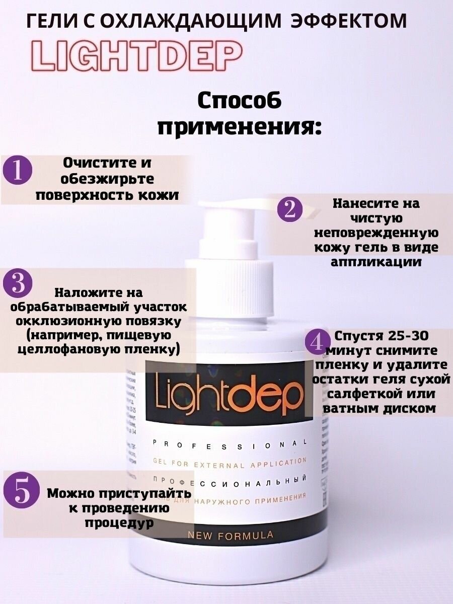 Гель Light dep professional /Крем с охлаждающим эффектом для депиляции/татуировок/шугаринга/эпиляции