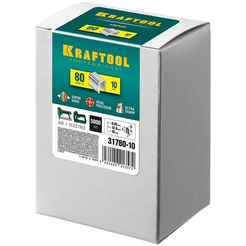 Скобы Kraftool для степлера, 31780-10, 10 мм, 5000 шт. скобы kraftool 31780 8 для степлера 8 мм