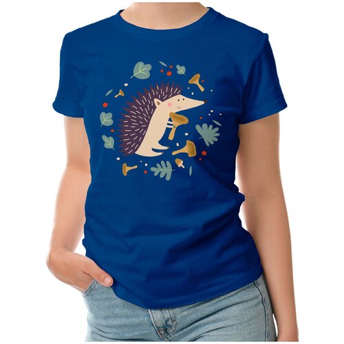 Женская футболка «Ёжик» (XL, темно-синий)