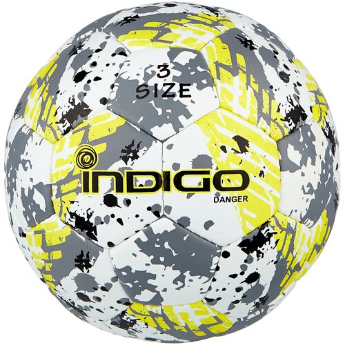 Футбольный мяч Indigo DANGER IN032 3 белый/серый/желтый