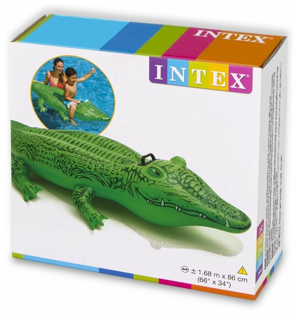 Надувная игрушка-наездник Intex Крокодил 58546, зеленый