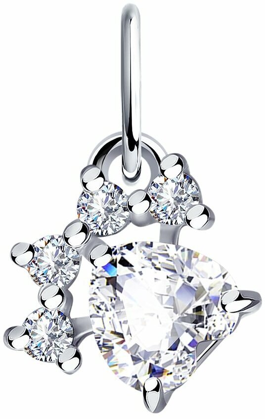 Подвеска Diamant, серебро, 925 проба, родирование, фианит