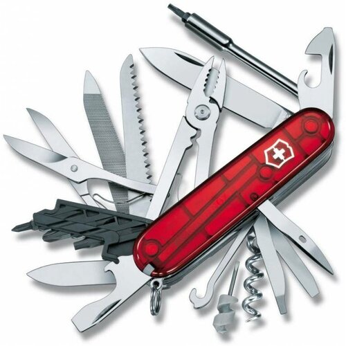 Нож перочинный Victorinox CyberTool L 1.7775. T 91мм 39функц. красный полупрозрачный карт. коробка нож перочинный victorinox huntsman 1 3713 94 91мм 15функц камуфляж карт коробка