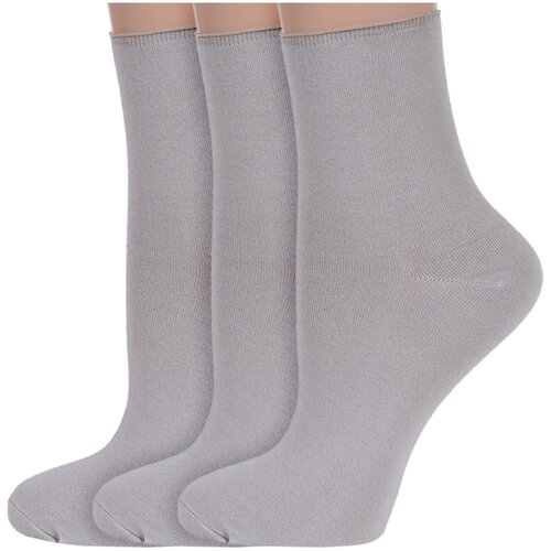 фото Комплект из 3 пар женских носков без резинки rusocks (орудьевский трикотаж) темно-бежевые, размер 23-25 (36-39)