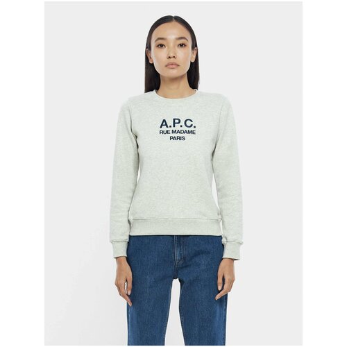 Свитшот A.P.C., силуэт свободный, средней длины, размер xs, серый