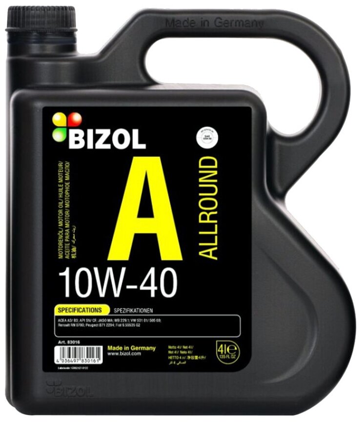 Масло моторное BIZOL Allround 10W40 A3/B4 4л