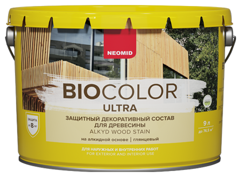 Состав защитный для древесины Neomid Bio Color Ultra полуглянцевый (9л) белый