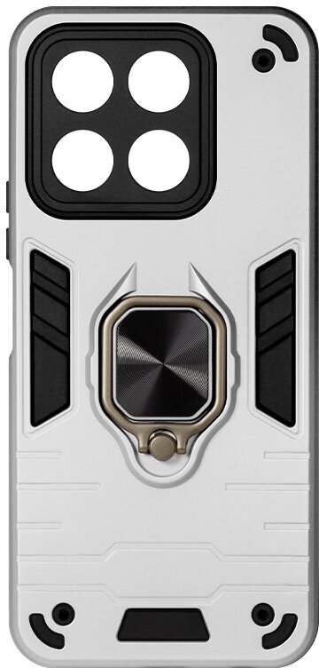 Защищенный чехол с металлической пластиной для магнитного держателя и кольцом для Honor X8a DF hwArmor-02 (silver)