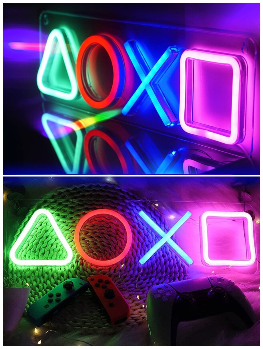 Неоновый светильник / Неоновая вывеска PlayStation PS — фото 1