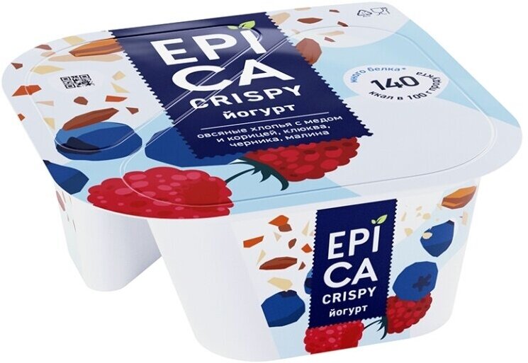 Йогурт Epica Crispy Смесь из мюсли и сушёных ягод 6,5%