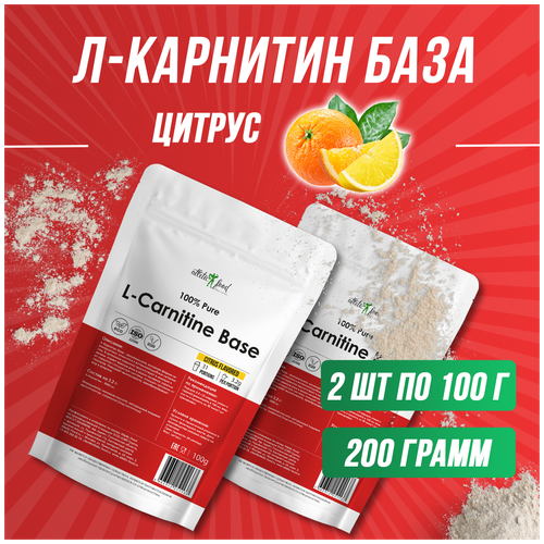 Л-Карнитин База для похудения, сжигания жира, энергии Atletic Food 100% Pure L-Carnitine Powder 200 г, цитрус карнитин в капсулах qnt l carnitine 500 mg 59 шт