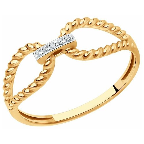 Кольцо SOKOLOV, красное золото, 585 проба, бриллиант, размер 17 алькор кольцо с 5 бриллиантами из красного золота 13609 100 размер 17