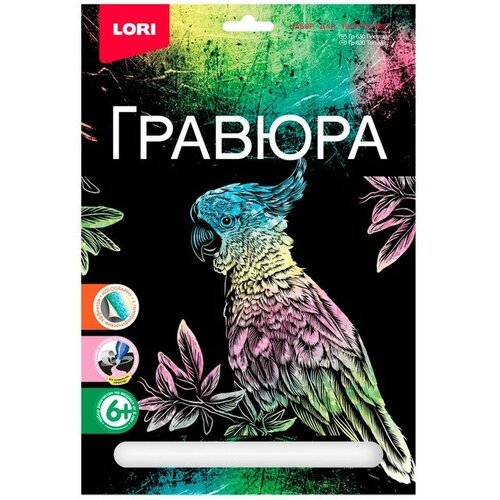 Гравюра большая «Попугай» набор для творчества lori раскраска пластилином попугай кеша