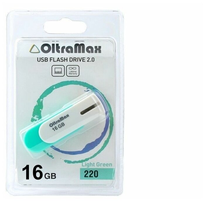 Флешка 16Gb OltraMax USB 220 салатовый (OM-16GB-220-Light Gr)