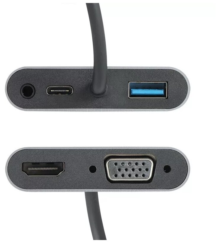 Адаптер USB Type-Cm-->VGA, HDMI 4k*30Hz, USB3.0, PD, Audio, iOpen (Aopen/Qust)<ACU4511> VCOM Адаптер-переходник AOpen/Qust USB 3.1 Type C M/HDMI F/VGA F/USB 3.0 Type A F/Jack 3.5 mm F (ACU4511) - фото №7