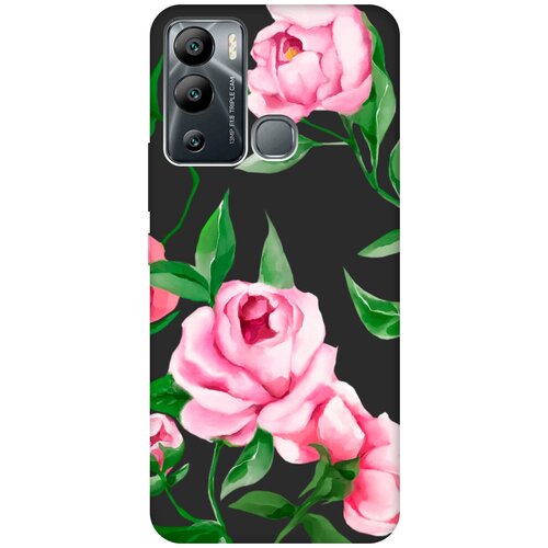 Матовый Soft Touch силиконовый чехол на Infinix Hot 12i / Инфиникс Хот 12и с 3D принтом Amazing Peonies черный матовый soft touch силиконовый чехол на infinix hot 12i инфиникс хот 12и с 3d принтом amazing irises черный