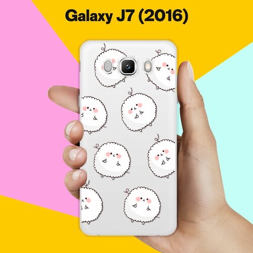 Силиконовый чехол на Samsung Galaxy J7 (2016) Белые ежики / для Самсунг Галакси Джей 7 (2016) силиконовый чехол на samsung galaxy j7 2016 треугольники для самсунг галакси джей 7 2016