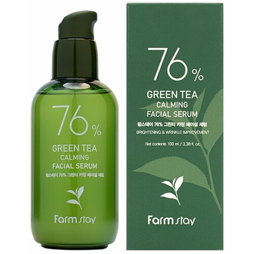 FarmStay Успокаивающая сыворотка с экстрактом семян зеленого чая GREEN TEA CALMING FACIAL SERUM 76%, 100мл набор масок для лица farmstay с экстрактом семян зеленого чая 5 шт