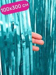 Дождик занавес фольгированный Матовый, голубой, 100х300 см