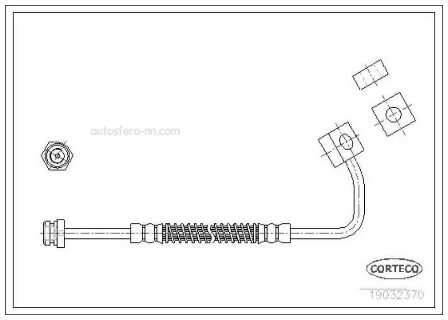 Шланг тормозной KIA SPORTAGE 94- передний L (389mm) CORTECO 19032370 - CORTECO арт. 19032370