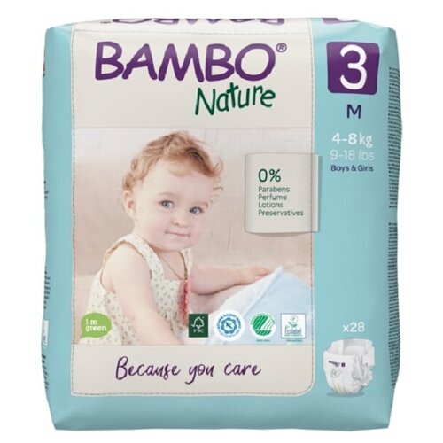 Эко-подгузники BAMBO NATURE 3 (4-8 кг), 28 шт.