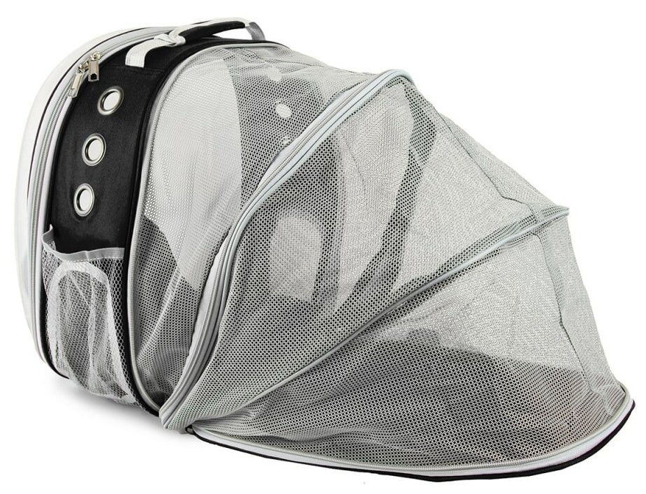 Рюкзак переноска для животных Палатка, трансформер для кошек и маленьких собак Petsy transparent (черный) - фотография № 6